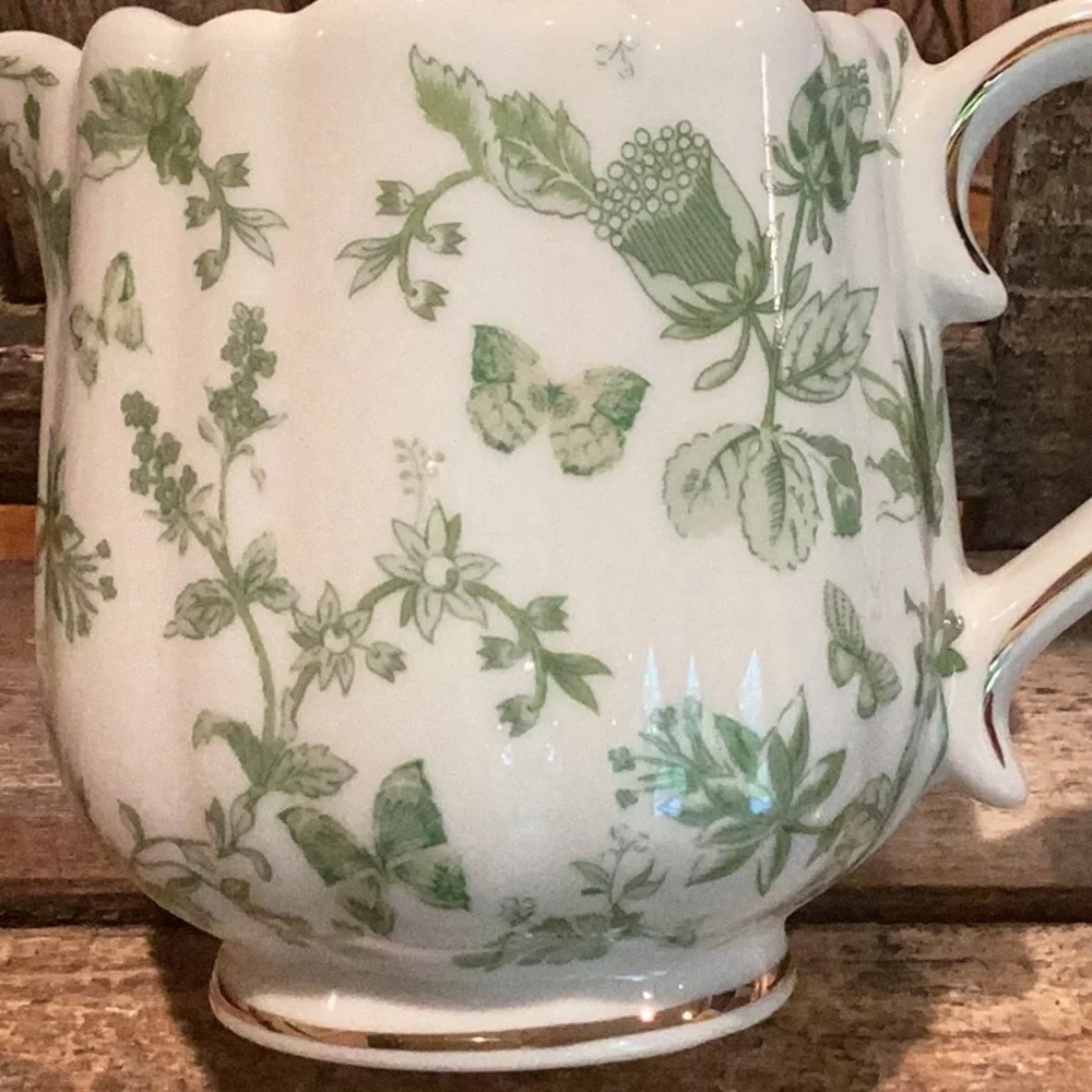Grace Teaware Green Floral Cream & Sugar Set